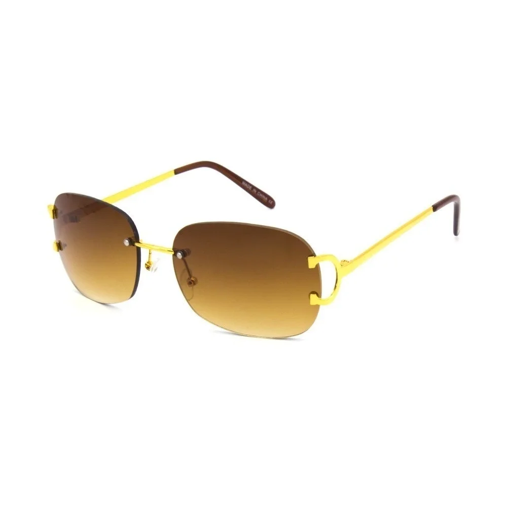 Art Nouveau Luxury 90s Rimless Oval Sunglasses Lightweight Elegant Sophisticated